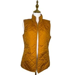 Old Navy Quilted Vest Mustard/Gold Full Zip With Side Pockets Size S